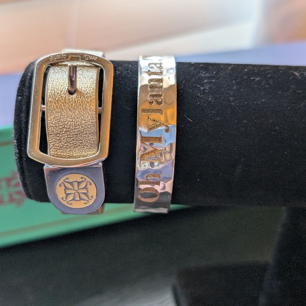 Rustic Cuff Silver and Gold Bracelet with Buckle Detail